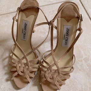 Jimmy Choo Metallic Gold Strappy Pumps